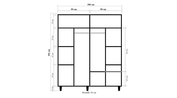 Dört Kapılı Gardırop Degrede Doğal